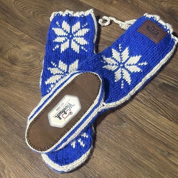 NWOT Woolrich Womens Blue Snowflake Knit Chalet Sock Slippers Size 5-6 - Picture 6 of 6